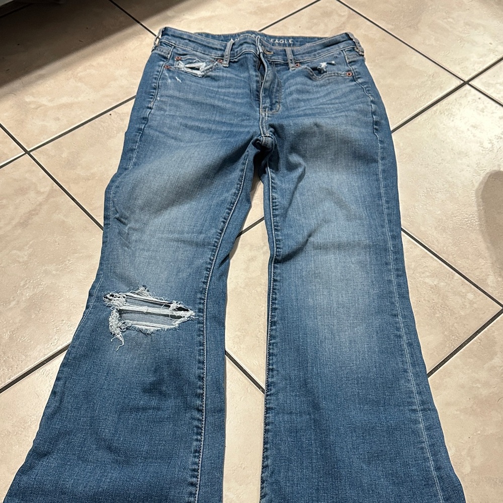 American Eagle Outfitters Women's Denim Flare Leg Jeans - Picture 3 of 6